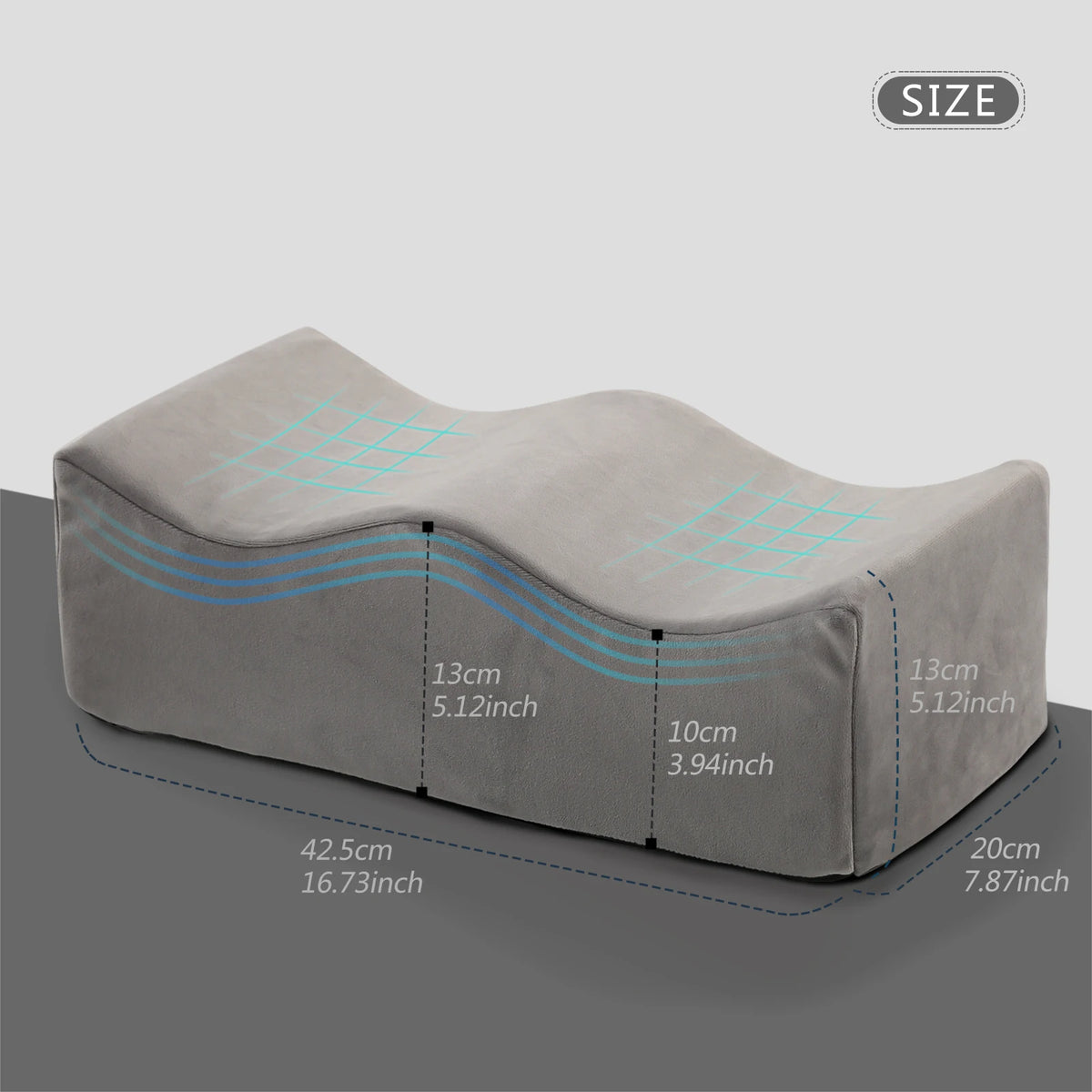 Dimensions du coussin repose-jambes : 42,5 × 20 × 13 cm