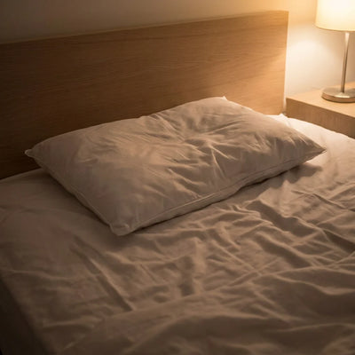 Oreiller classique rectangulaire sur un lit